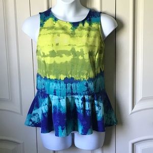 EUC Peplum Tank, XL, Bright Summer Colors